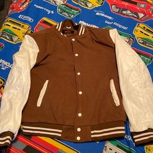 Brown blank letterman’s jacket